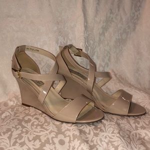 Pale pink strappy wedges